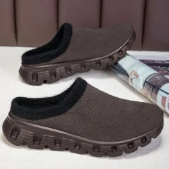 Men's Cozy Slip-On Winter Clogs with Plush Lining and Anti-Slip Sole - Comfortable Indoor and Outdoor Shoes for Cold Weather