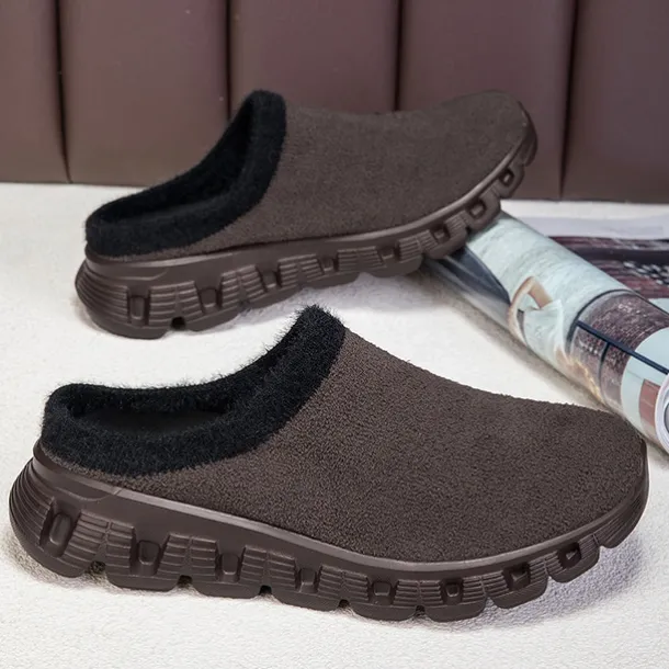 Men's Cozy Slip-On Winter Clogs with Plush Lining and Anti-Slip Sole - Comfortable Indoor and Outdoor Shoes for Cold Weather