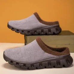 Men's Cozy Slip-On Winter Clogs with Plush Lining and Anti-Slip Sole - Comfortable Indoor and Outdoor Shoes for Cold Weather