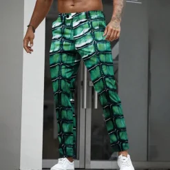 Men's Crocodile Scales Dress Pants Trousers Suit Pants Mid Waist Casual Outdoor Holiday Straight Leg Pants with Pockets Spring Fall 3D Print Purple Orange Green
