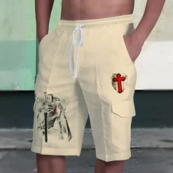 Men's Cross Halloween Costumes Shorts Mid Waist Vacation Fashion Streetwear Outdoor Casual Holiday Side Pockets Drawstring Designer Clothing Apparel