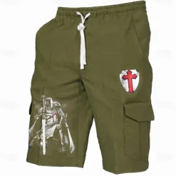 Men's Cross Halloween Costumes Shorts Mid Waist Vacation Fashion Streetwear Outdoor Casual Holiday Side Pockets Drawstring Designer Clothing Apparel