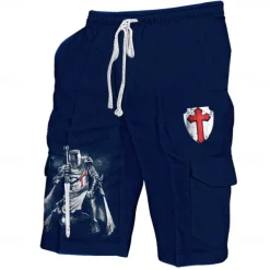 Men's Cross Halloween Costumes Shorts Mid Waist Vacation Fashion Streetwear Outdoor Casual Holiday Side Pockets Drawstring Designer Clothing Apparel