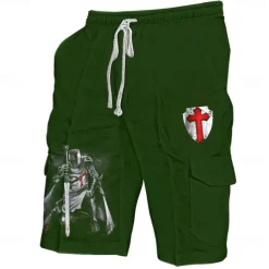 Men's Cross Halloween Costumes Shorts Mid Waist Vacation Fashion Streetwear Outdoor Casual Holiday Side Pockets Drawstring Designer Clothing Apparel