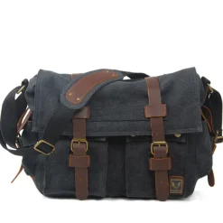 Men's Crossbody Bag Messenger Bag Crossbody Bag Canvas Cowhide Outdoor Going out Dark Gray ArmyGreen Charcoal black