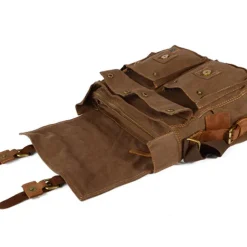 Men's Crossbody Bag Messenger Bag Crossbody Bag Canvas Cowhide Outdoor Going out Dark Gray ArmyGreen Charcoal black