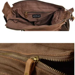 Men's Crossbody Bag Messenger Bag Crossbody Bag Canvas Cowhide Outdoor Going out Dark Gray ArmyGreen Charcoal black