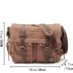 Men's Crossbody Bag Messenger Bag Crossbody Bag Canvas Cowhide Outdoor Going out Dark Gray ArmyGreen Charcoal black