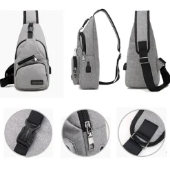 Men's Crossbody Sling Bag with USB Charging Port - Ideal for Travel, Hiking, and Daily Commutes