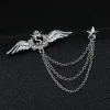 Men's Cubic Zirconia Brooches Stylish Link / Chain Creative Wings Statement Fashion British Brooch Jewelry Silver Gold For Party Daily Fall Wedding