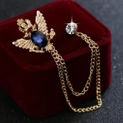 Men's Cubic Zirconia Brooches Stylish Link / Chain Elegant Fashion British Brooch Jewelry Blue Black For Wedding Holiday