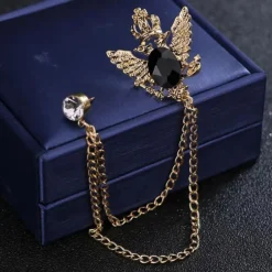 Men's Cubic Zirconia Brooches Stylish Link / Chain Elegant Fashion British Brooch Jewelry Blue Black For Wedding Holiday
