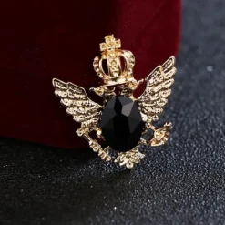 Men's Cubic Zirconia Brooches Retro Stylish Elegant Fashion British Brooch Jewelry Blue Black For Wedding Holiday