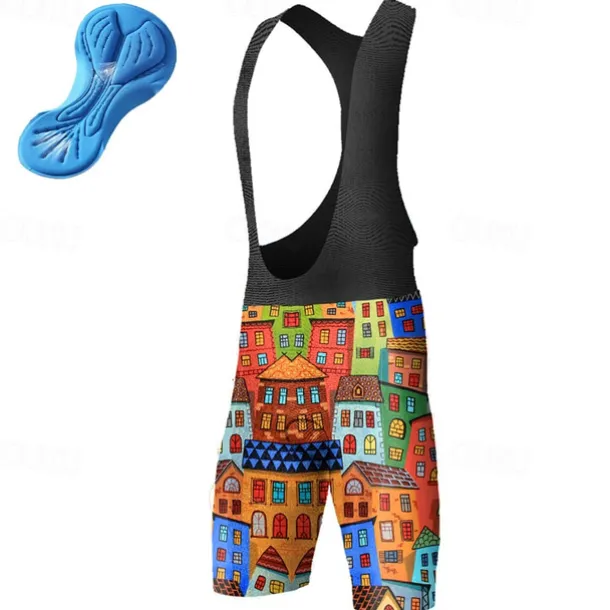 Men's Cycling Bib Shorts Bike Bottoms Mountain Bike MTB Road Bike Cycling Sports Graphic 3D Pad Cycling Breathable Quick Dry Blue Orange Polyester Spandex Clothing Apparel Bike Wear