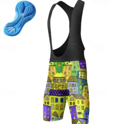 Men's Cycling Bib Shorts Bike Bottoms Mountain Bike MTB Road Bike Cycling Sports Graphic 3D Pad Cycling Breathable Quick Dry Blue Orange Polyester Spandex Clothing Apparel Bike Wear