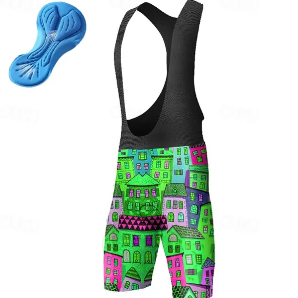 Men's Cycling Bib Shorts Bike Bottoms Mountain Bike MTB Road Bike Cycling Sports Graphic 3D Pad Cycling Breathable Quick Dry Blue Orange Polyester Spandex Clothing Apparel Bike Wear