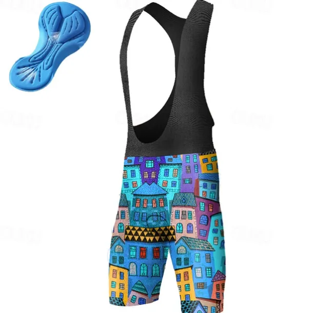 Men's Cycling Bib Shorts Bike Bottoms Mountain Bike MTB Road Bike Cycling Sports Graphic 3D Pad Cycling Breathable Quick Dry Blue Orange Polyester Spandex Clothing Apparel Bike Wear