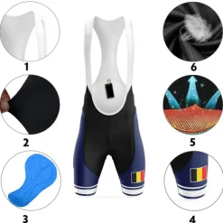 Men's Cycling Bib Shorts Bike Bib Shorts Pants Mountain Bike MTB Road Bike Cycling Sports Belgium National Flag 3D Pad Breathable Quick Dry Ultraviolet Resistant Black Red Polyester Spandex Clothing