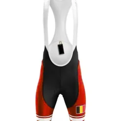 Men's Cycling Bib Shorts Bike Bib Shorts Pants Mountain Bike MTB Road Bike Cycling Sports Belgium National Flag 3D Pad Breathable Quick Dry Ultraviolet Resistant Black Red Polyester Spandex Clothing