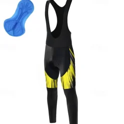 Men's Cycling Bib Tights Bike Bottoms Mountain Bike MTB Road Bike Cycling Sports Graphic 3D Pad Breathable Quick Dry Moisture Wicking Yellow Red Polyester Spandex Clothing Apparel Bike Wear