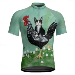 Men's Cycling Jersey Animal Short Sleeve Bike Tee Tshirt Jersey with 3 Rear Pockets Mountain Bike MTB Quick Dry Anatomic Design Wicking Breathable Sports Green Clothing Apparel