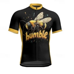 Men's Cycling Jersey Bee Short Sleeve Bike Tee Tshirt Jersey with 3 Rear Pockets Mountain Bike MTB Quick Dry Anatomic Design Wicking Breathable Sports Black Clothing Apparel