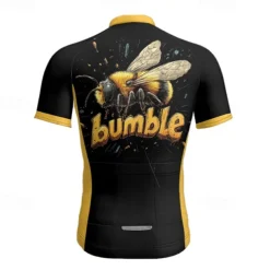 Men's Cycling Jersey Bee Short Sleeve Bike Tee Tshirt Jersey with 3 Rear Pockets Mountain Bike MTB Quick Dry Anatomic Design Wicking Breathable Sports Black Clothing Apparel