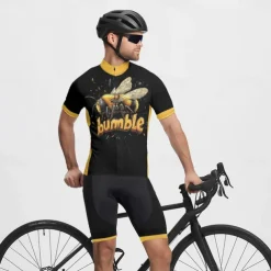 Men's Cycling Jersey Bee Short Sleeve Bike Tee Tshirt Jersey with 3 Rear Pockets Mountain Bike MTB Quick Dry Anatomic Design Wicking Breathable Sports Black Clothing Apparel