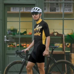 Men's Cycling Jersey Bee Short Sleeve Bike Tee Tshirt Jersey with 3 Rear Pockets Mountain Bike MTB Quick Dry Anatomic Design Wicking Breathable Sports Black Clothing Apparel