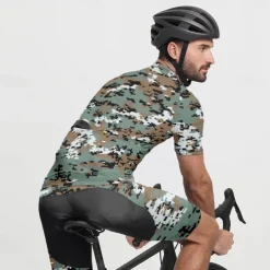 Men's Cycling Jersey Camo / Camouflage Short Sleeve Bike Tee Tshirt Jersey with 3 Rear Pockets Mountain Bike MTB Quick Dry Anatomic Design Wicking Breathable Sports Army Green Blue Green Clothing