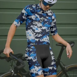 Men's Cycling Jersey Camo / Camouflage Short Sleeve Bike Tee Tshirt Jersey with 3 Rear Pockets Mountain Bike MTB Quick Dry Anatomic Design Wicking Breathable Sports Army Green Blue Green Clothing