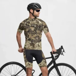 Men's Cycling Jersey Camo / Camouflage Short Sleeve Bike Tee Tshirt Jersey with 3 Rear Pockets Mountain Bike MTB Quick Dry Anatomic Design Wicking Breathable Sports Army Green Blue Green Clothing