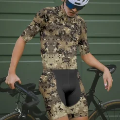 Men's Cycling Jersey Camo / Camouflage Short Sleeve Bike Tee Tshirt Jersey with 3 Rear Pockets Mountain Bike MTB Quick Dry Anatomic Design Wicking Breathable Sports Army Green Blue Green Clothing