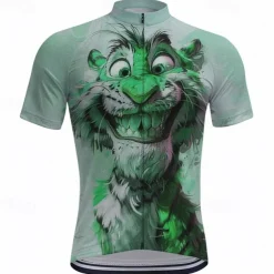 Men's Cycling Jersey Cartoon Tiger Short Sleeve Bike Tee Tshirt Top with 3 Rear Pockets Mountain Bike MTB Road Bike Cycling Quick Dry Front Zipper Wicking Sports Blue Purple Green Clothing Apparel