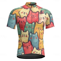 Men's Cycling Jersey Cat Short Sleeve Bike Tee Tshirt Jersey with 3 Rear Pockets Mountain Bike MTB Quick Dry Anatomic Design Wicking Breathable Sports Navy Blue Royal Blue Blue Clothing Apparel