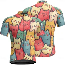 Men's Cycling Jersey Cat Short Sleeve Bike Tee Tshirt Jersey with 3 Rear Pockets Mountain Bike MTB Quick Dry Anatomic Design Wicking Breathable Sports Navy Blue Royal Blue Blue Clothing Apparel