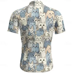 Men's Cycling Jersey Cat Short Sleeve Bike Tee Tshirt Jersey with 3 Rear Pockets Mountain Bike MTB Quick Dry Anatomic Design Wicking Breathable Sports Navy Blue Royal Blue Blue Clothing Apparel