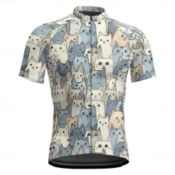 Men's Cycling Jersey Cat Short Sleeve Bike Tee Tshirt Jersey with 3 Rear Pockets Mountain Bike MTB Quick Dry Anatomic Design Wicking Breathable Sports Navy Blue Royal Blue Blue Clothing Apparel