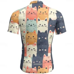 Men's Cycling Jersey Cat Short Sleeve Bike Tee Tshirt Jersey with 3 Rear Pockets Mountain Bike MTB Quick Dry Anatomic Design Wicking Breathable Sports Navy Blue Royal Blue Blue Clothing Apparel