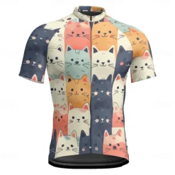 Men's Cycling Jersey Cat Short Sleeve Bike Tee Tshirt Jersey with 3 Rear Pockets Mountain Bike MTB Quick Dry Anatomic Design Wicking Breathable Sports Navy Blue Royal Blue Blue Clothing Apparel