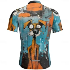 Men's Cycling Jersey Dog Short Sleeve Bike Tee Tshirt Jersey with 3 Rear Pockets Mountain Bike MTB Quick Dry Anatomic Design Wicking Breathable Sports Blue Clothing Apparel