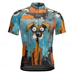 Men's Cycling Jersey Dog Short Sleeve Bike Tee Tshirt Jersey with 3 Rear Pockets Mountain Bike MTB Quick Dry Anatomic Design Wicking Breathable Sports Blue Clothing Apparel