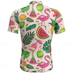 Men's Cycling Jersey Fruit Short Sleeve Bike Tee Tshirt Jersey with 3 Rear Pockets Mountain Bike MTB Quick Dry Anatomic Design Wicking Breathable Sports Pink Clothing Apparel