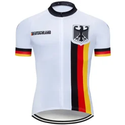 Men's Cycling Jersey Geometric Germany National Flag Short Sleeve Bike Jersey Top with 3 Rear Pockets Mountain Bike MTB Road Bike Cycling UV Resistant Quick Dry Back Pocket Sweat-Wicking Sports White