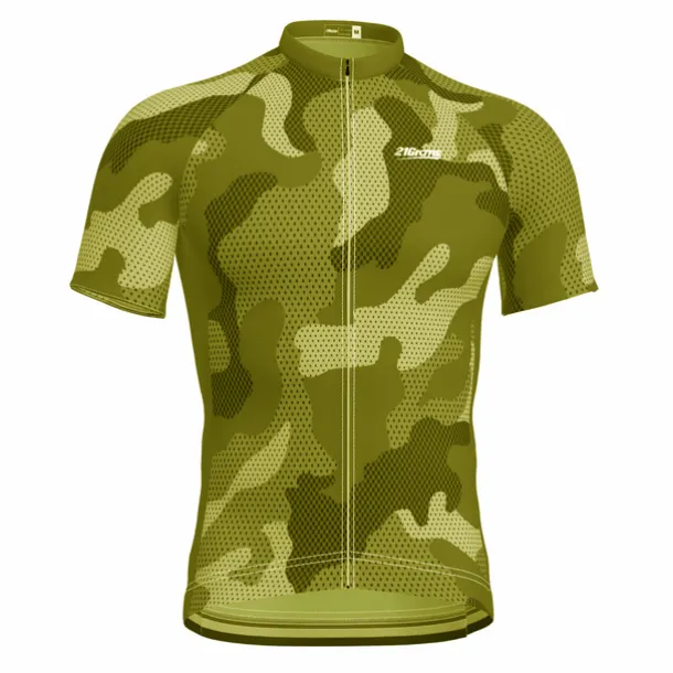 Men's Cycling Jersey Geometric Camo / Camouflage Short Sleeve Bike Jersey Top with 3 Rear Pockets Mountain Bike MTB Road Bike Cycling Quick Dry Reflective Strips Back Pocket Moisture Wicking Sports