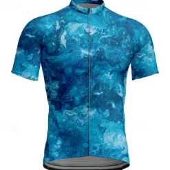 Men's Cycling Jersey Gradient Camo / Camouflage Short Sleeve Bike Tee Tshirt Jersey with 3 Rear Pockets Mountain Bike MTB Quick Dry Anatomic Design Wicking Breathable Sports Black Blue Green Clothing