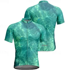Men's Cycling Jersey Gradient Camo / Camouflage Short Sleeve Bike Tee Tshirt Jersey with 3 Rear Pockets Mountain Bike MTB Quick Dry Anatomic Design Wicking Breathable Sports Black Blue Green Clothing