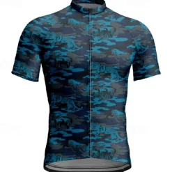 Men's Cycling Jersey Gradient Camo / Camouflage Short Sleeve Bike Tee Tshirt Jersey with 3 Rear Pockets Mountain Bike MTB Quick Dry Anatomic Design Wicking Breathable Sports Black Blue Green Clothing