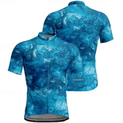 Men's Cycling Jersey Gradient Camo / Camouflage Short Sleeve Bike Tee Tshirt Jersey with 3 Rear Pockets Mountain Bike MTB Quick Dry Anatomic Design Wicking Breathable Sports Black Blue Green Clothing