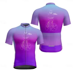 Men's Cycling Jersey Gradient Short Sleeve Bike Tee Tshirt Jersey with 3 Rear Pockets Mountain Bike MTB Quick Dry Anatomic Design Wicking Breathable Sports Blue Purple Green Clothing Apparel